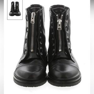 All Saints Black Patent Leather Combat Boots